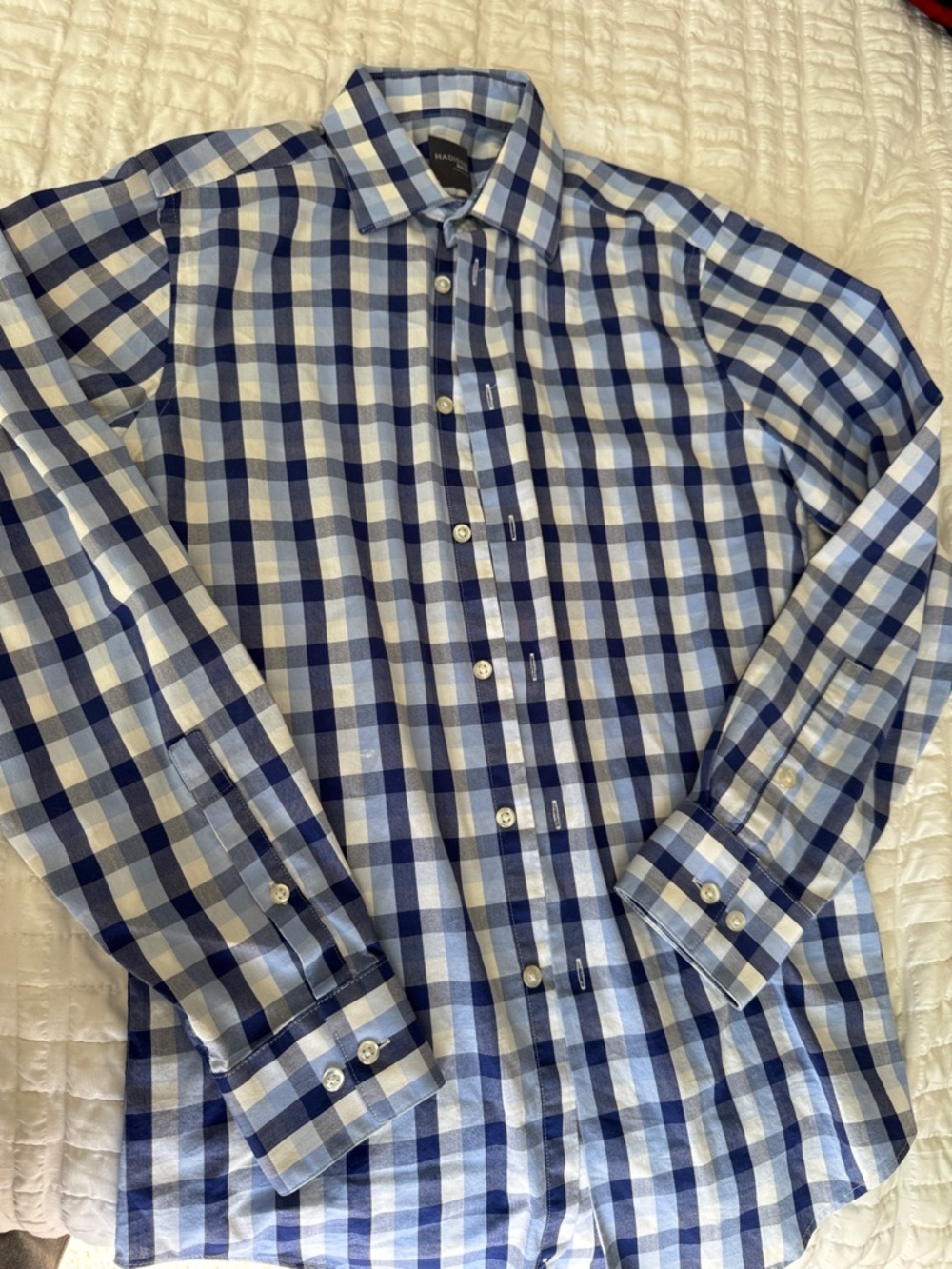 Boys Blue Plaid Dress Shirt - Classic Button-Down